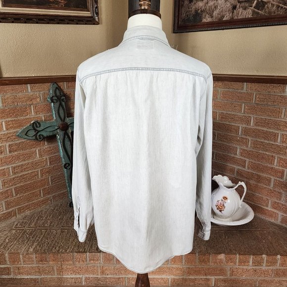 Cremieux Premium Denim Long Sleeve Button Front Shirt Size XL Tan - Picture 5 of 9